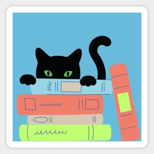 Funny Cute Kawaii Anime Book Reading Bookworm Peeking Cat Magnet
